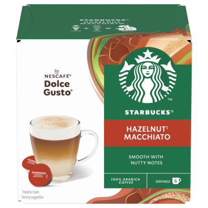 Front view of the Starbucks® Hazelnut Macchiato box