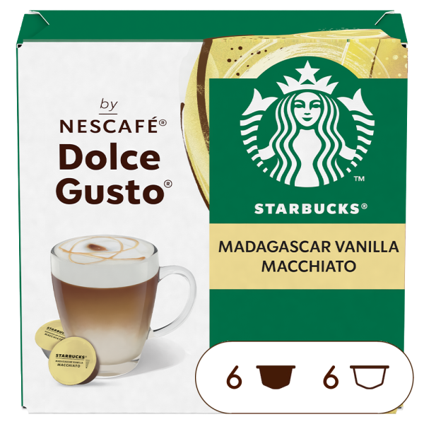 Pack of 12 STARBUCKS® Madagascar Vanilla MacchiatoNESCAFÉ® Dolce Gusto® coffee pods
