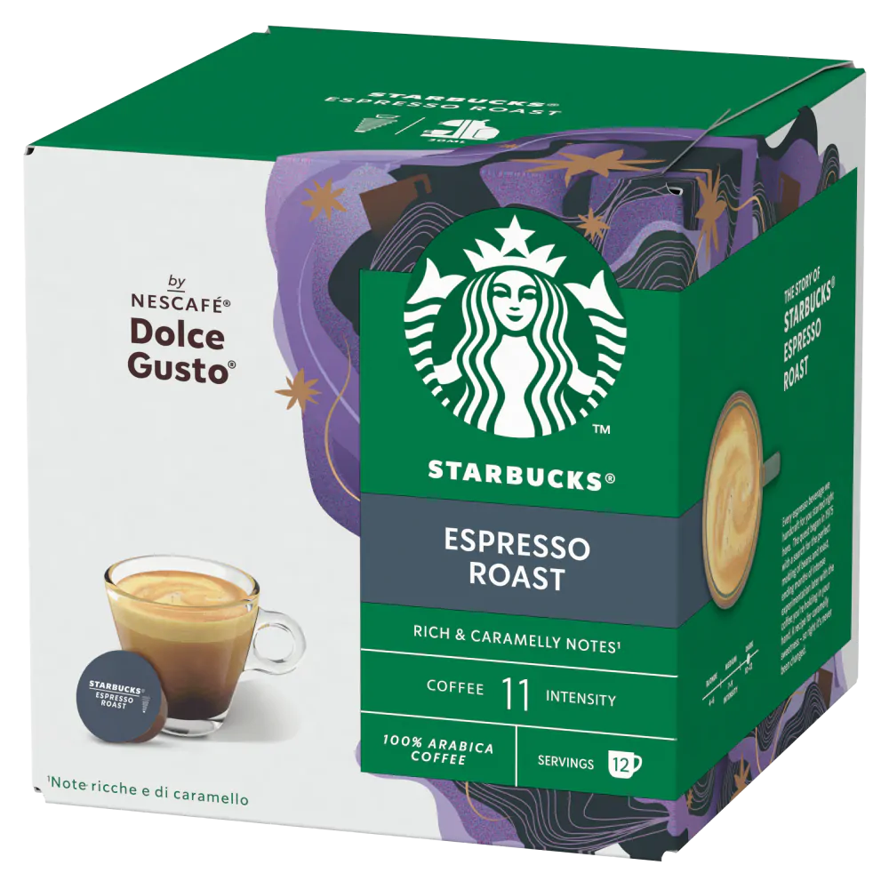 STARBUCKS Espresso Dark Roast Coffee Pods 12 PODS NESCAFE Dolce Gusto