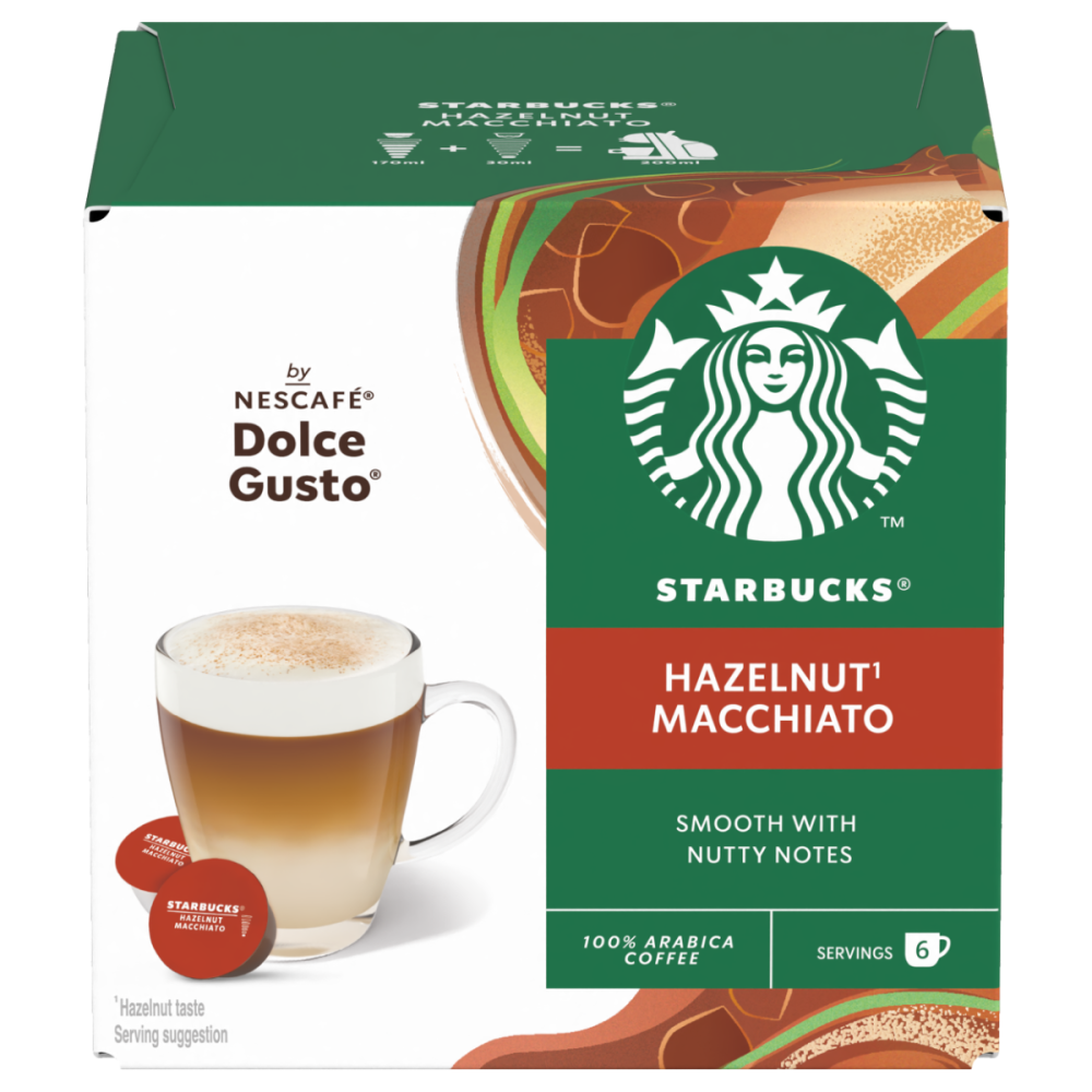 Front view of the Starbucks® Hazelnut Macchiato box Front view of the Starbucks® Hazelnut Macchiato box