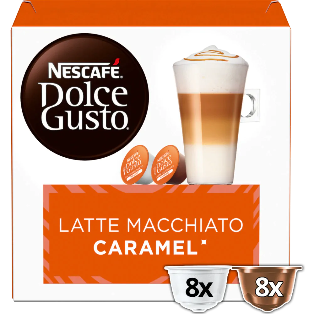 Nescafe Dolce Gusto Coffee Pods, Caramel Macchiato, 16 capsules, Pack of 3