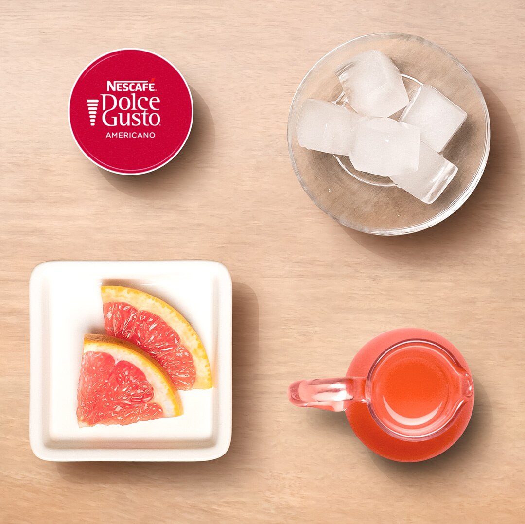 ingredients needed for making iced grapefruit coffee