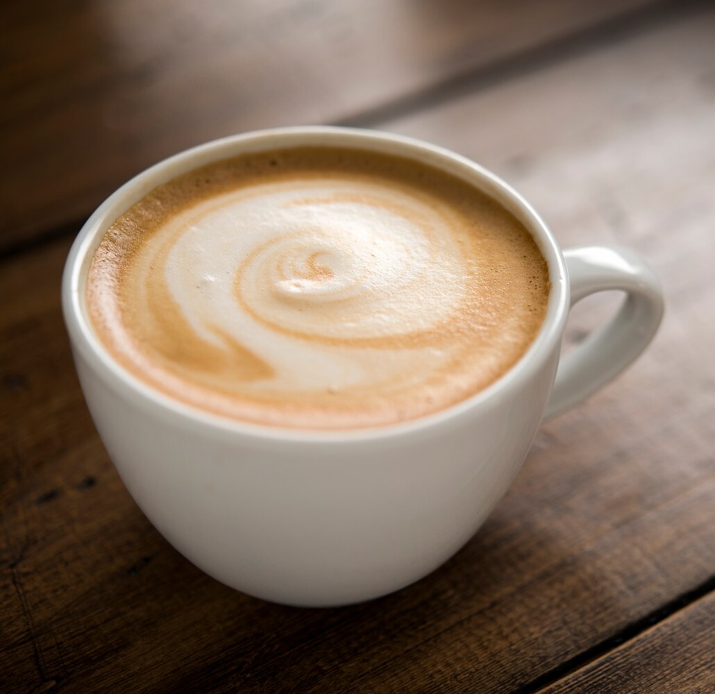 A cappuccino prepared in a café